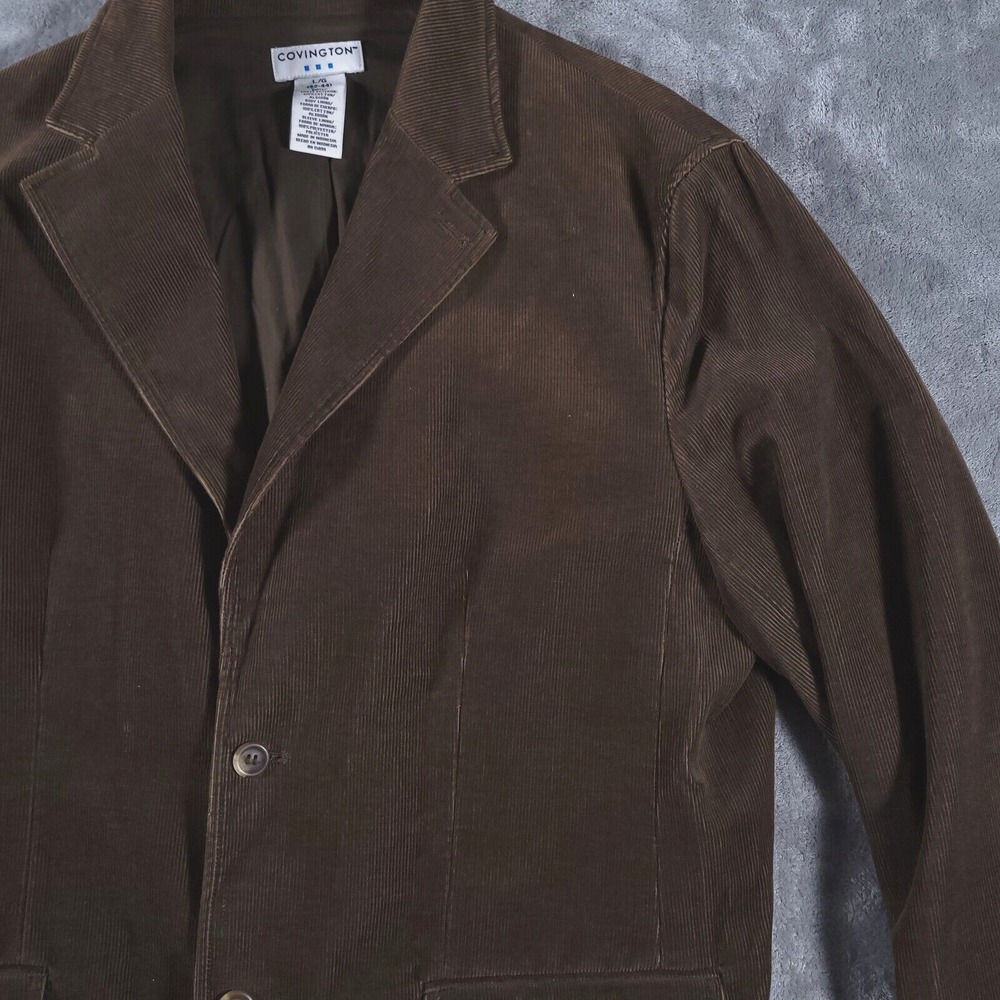 Covington Corduroy Sport Coat Mens‎ Large 44 Brown Jacket 2 Button Single Vent - Picture 3 of 10